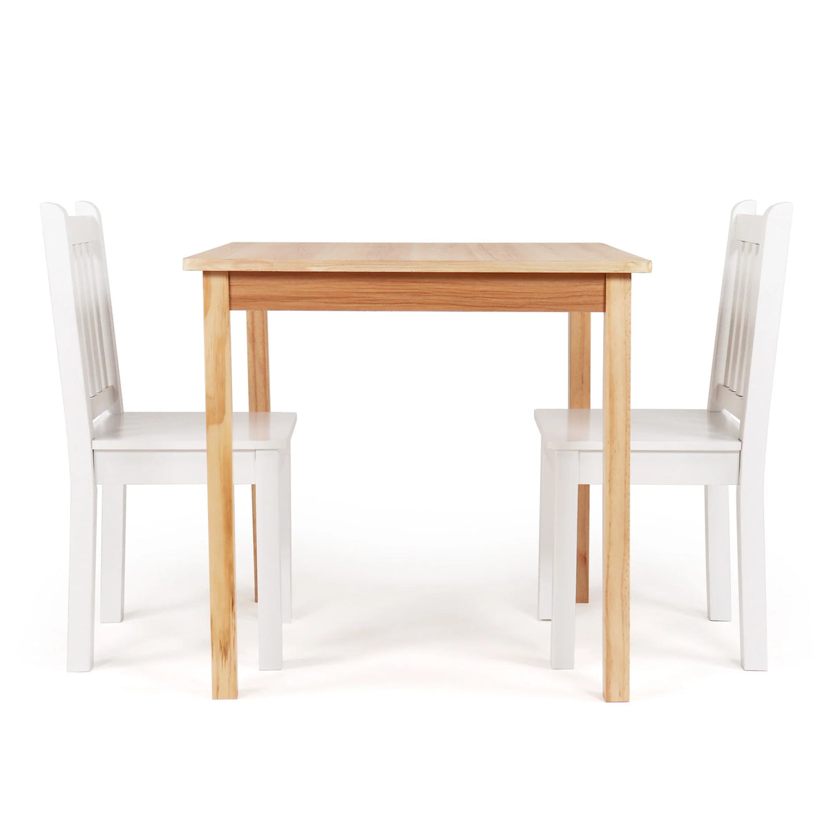 Journey Kinder Houten Tafel + 2 Stoelen Set Vierkant Naturel/Wit