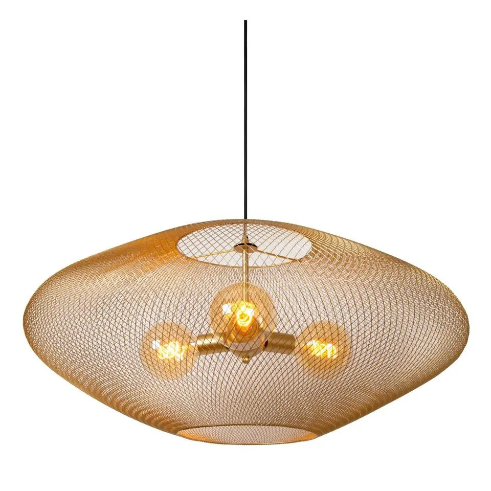 Lucide MESH - Hanglamp - 85 cm - 3xE27 - Mat goud/messing