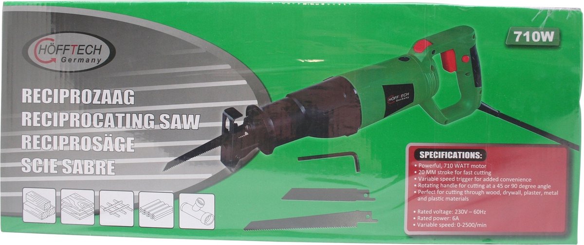 Hofftech Reciprozaag - 710Watt - 115mm - Draaibaar handvat