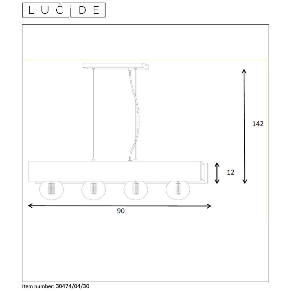Lucide hanglamp Surtus - zwart - 90x7x130 cm