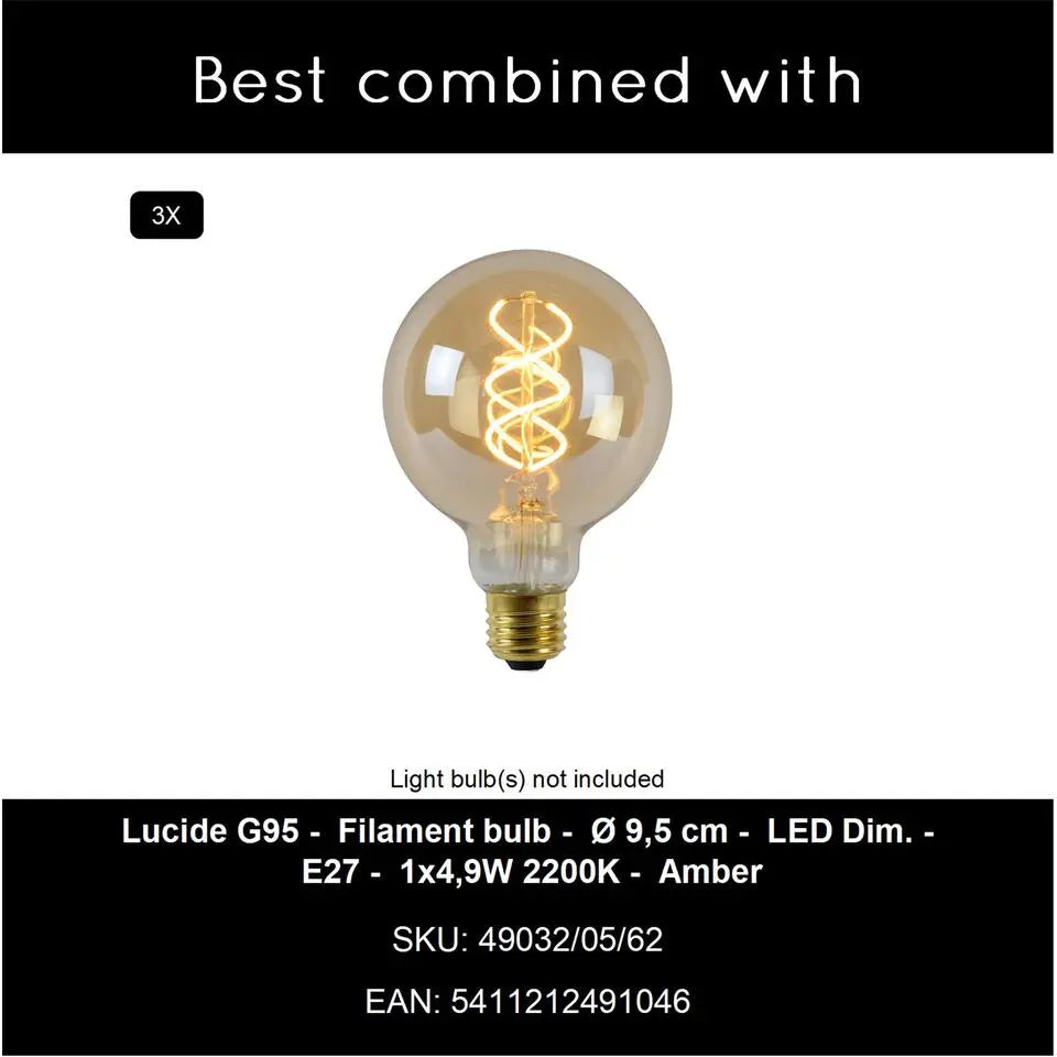 Lucide MESH - Hanglamp - 85 cm - 3xE27 - Mat goud/messing