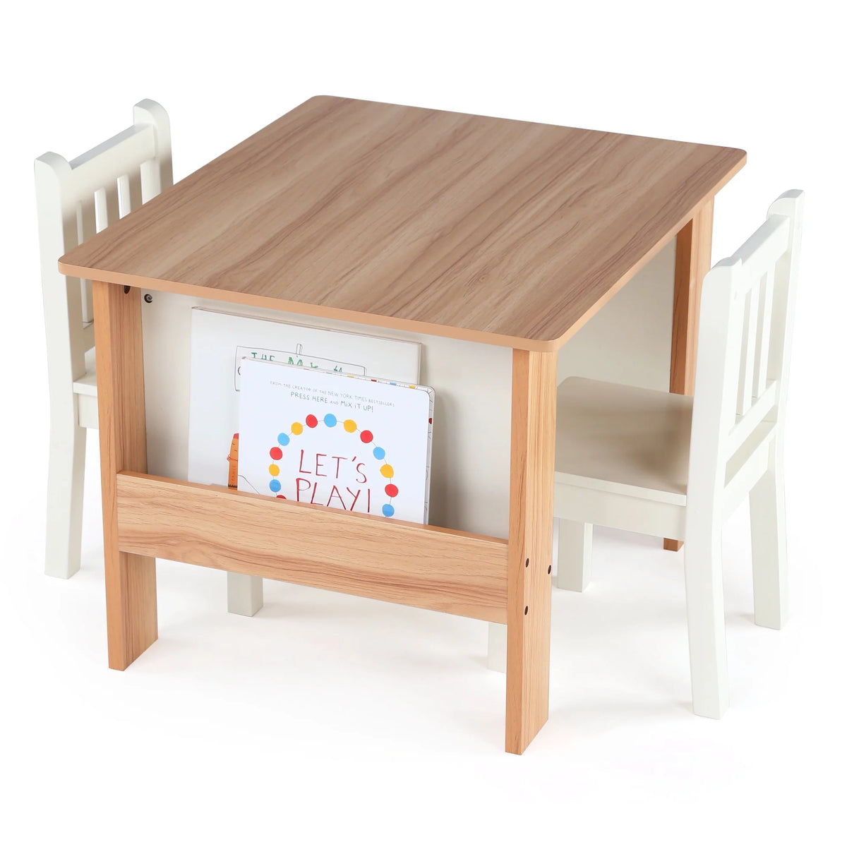 Journey Boekenrek Tafel + 2 Stoelen met Boekenopslag Naturel/Wit