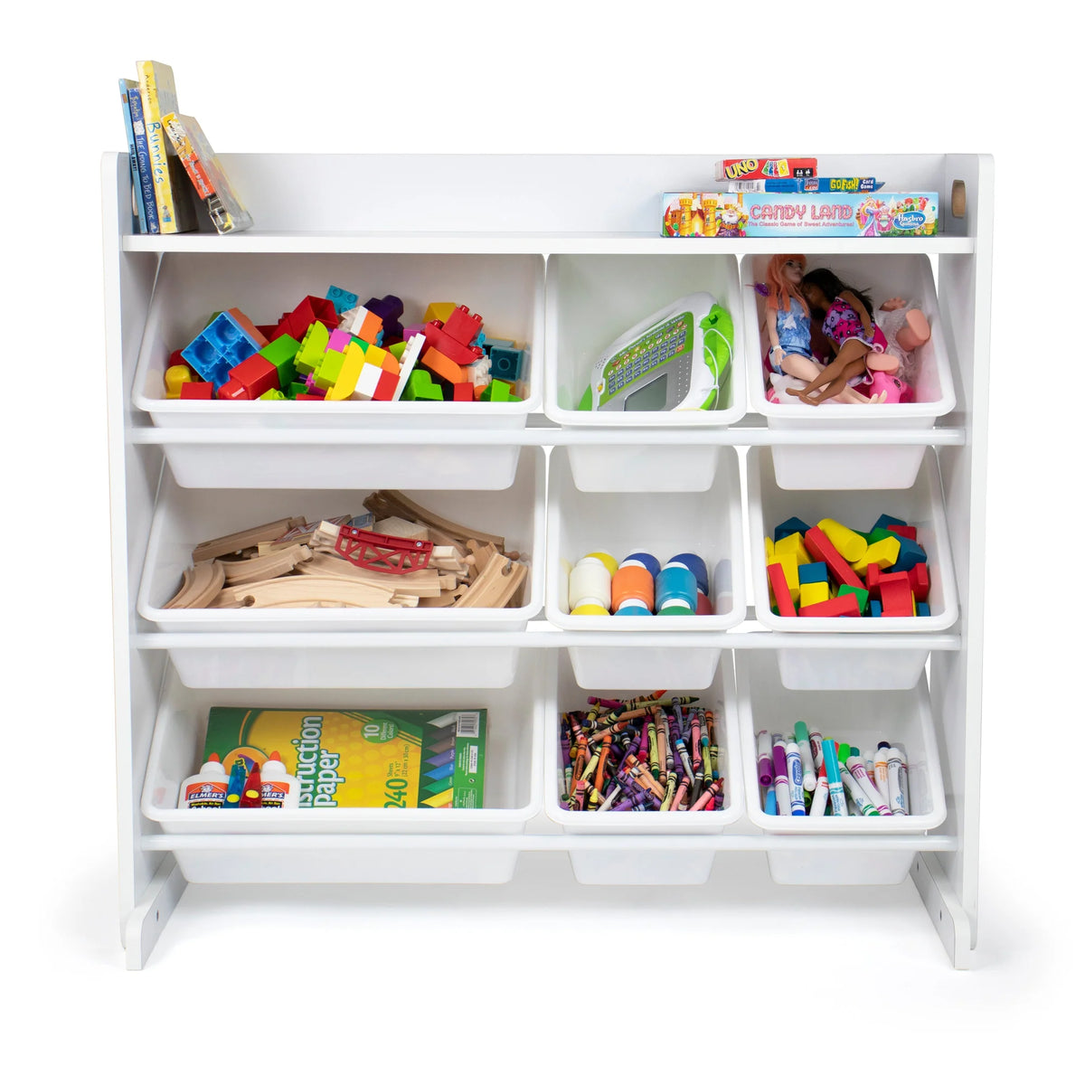 Cambridge Wit Speelgoedorganizer met Plank en 9 Opbergbakken