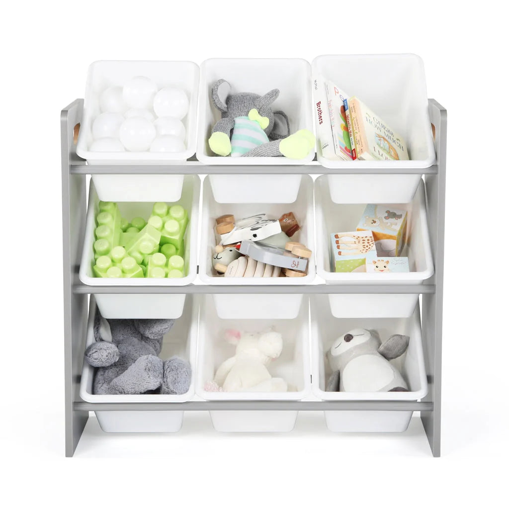 Hampton Sandwashed Speelgoedorganizer met 9 Plastic Bakken