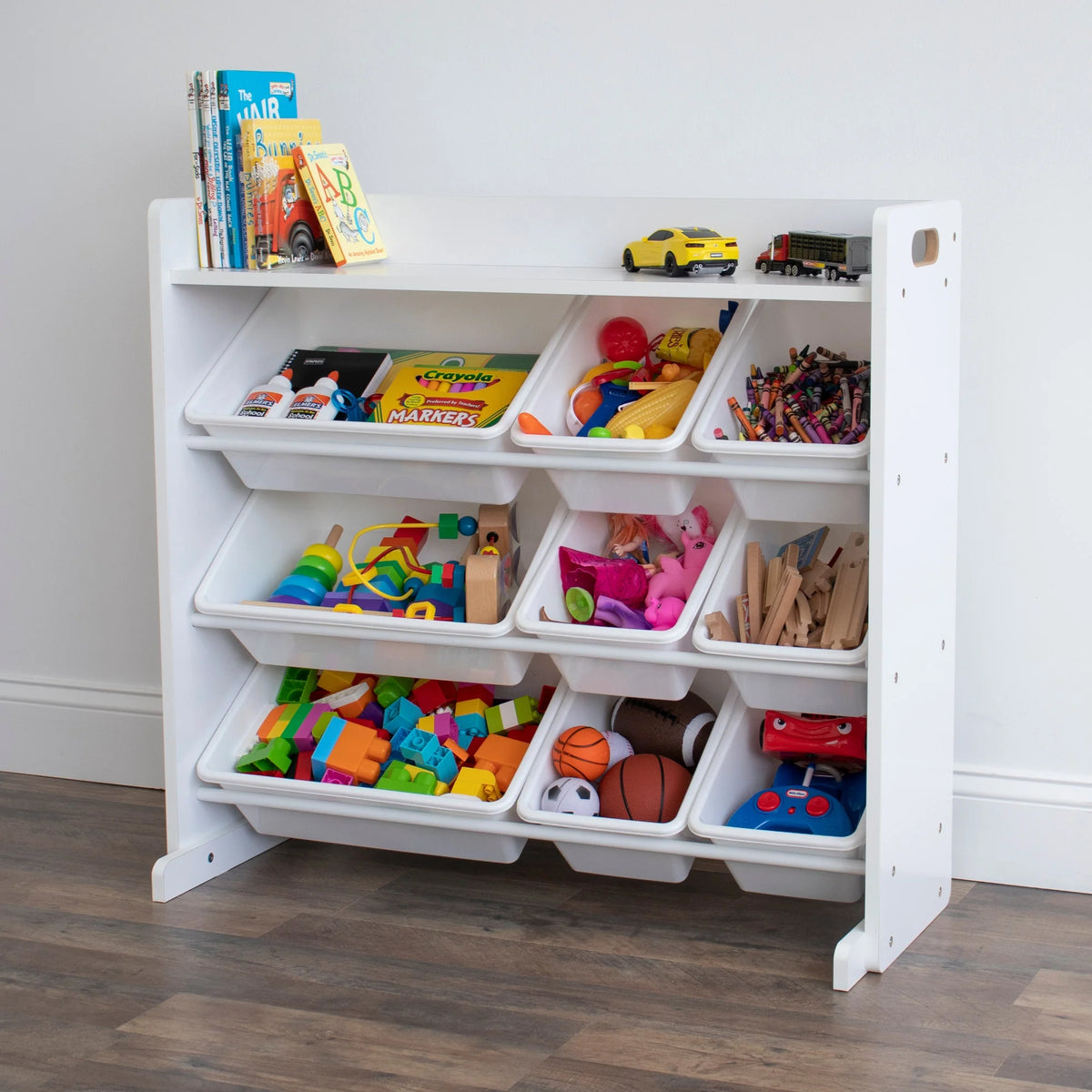 Cambridge Wit Speelgoedorganizer met Plank en 9 Opbergbakken