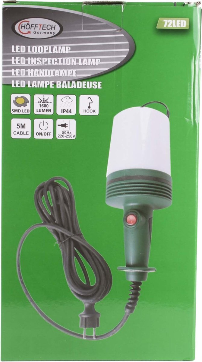 Hofftech LED Looplamp met Haak - 5 meter - Warmwit 4000K - 11 x 27 cm