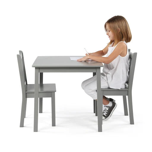 Explorer Kinder Houten Tafel + 2 Stoelen Set Grijs