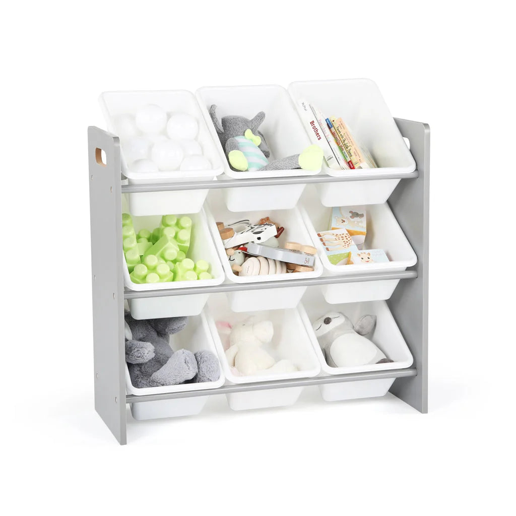 Hampton Sandwashed Speelgoedorganizer met 9 Plastic Bakken