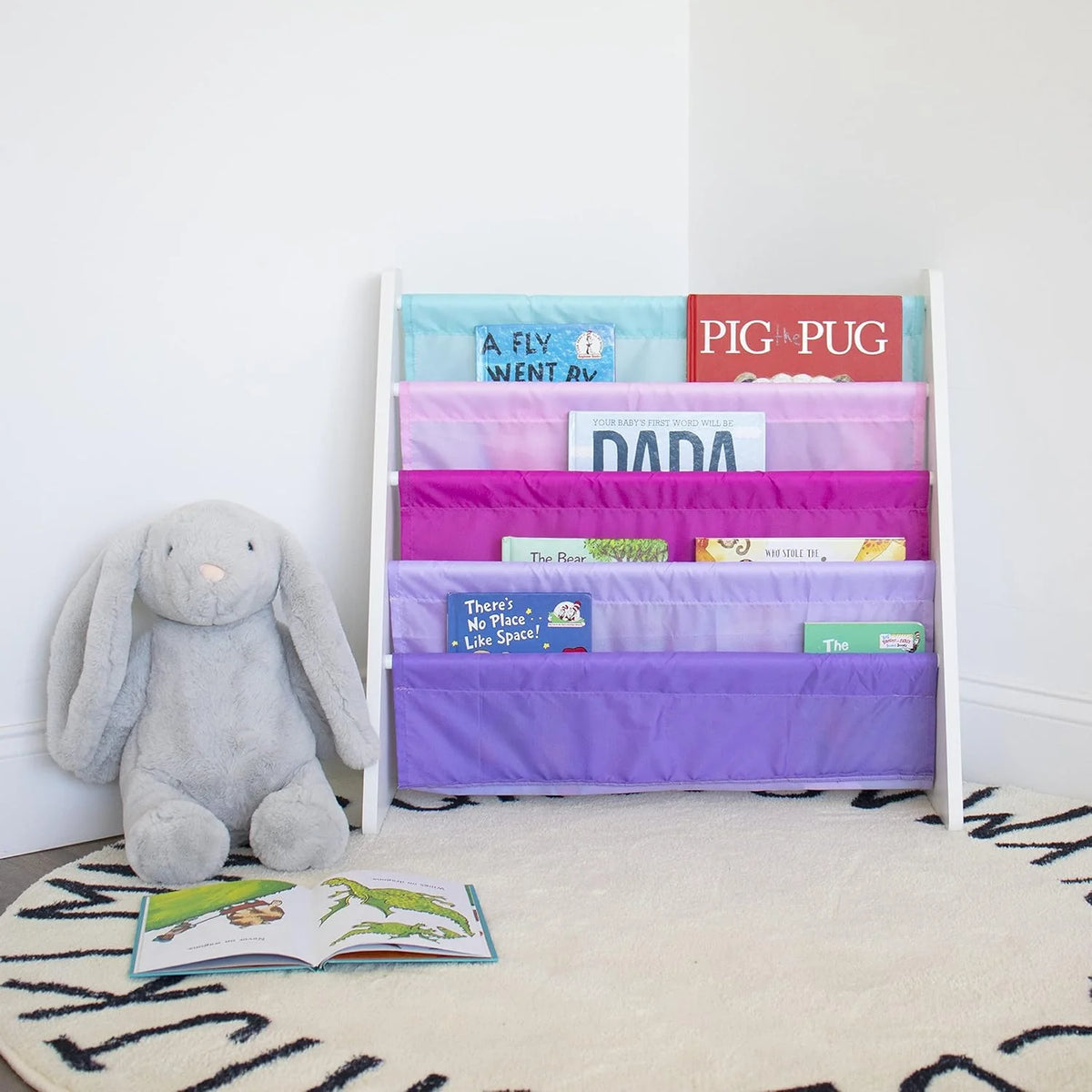 Humble Crew Kinderboekenrek 4 etages – wit/roze/paars/blauw