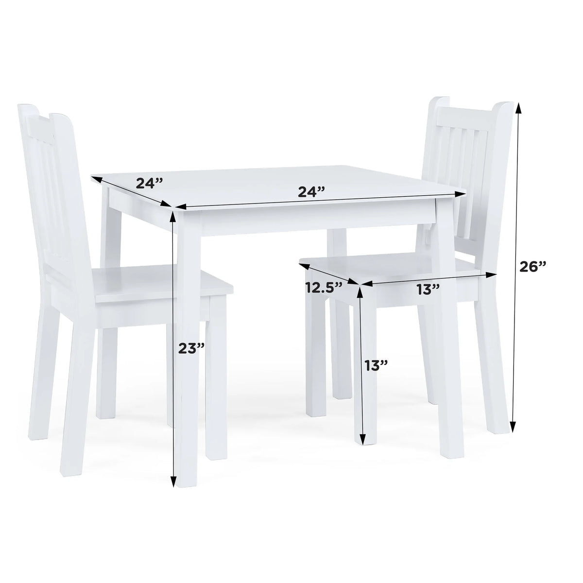 Daylight Houten Tafel + 2 Stoelen Set Wit