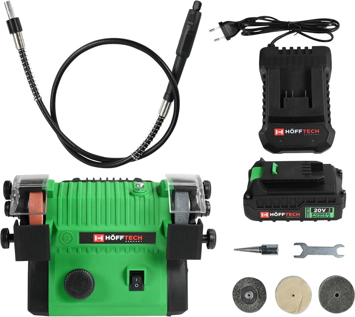 Hofftech Draadloze slijpmachine - multifunctioneel - 20V - antislip - inclusief accu en toebehoren