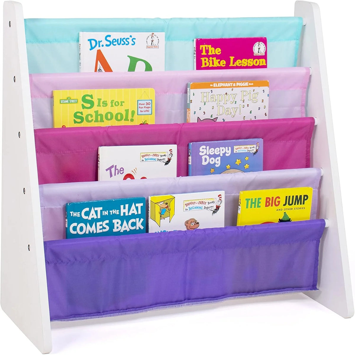 Humble Crew Kinderboekenrek 4 etages – wit/roze/paars/blauw