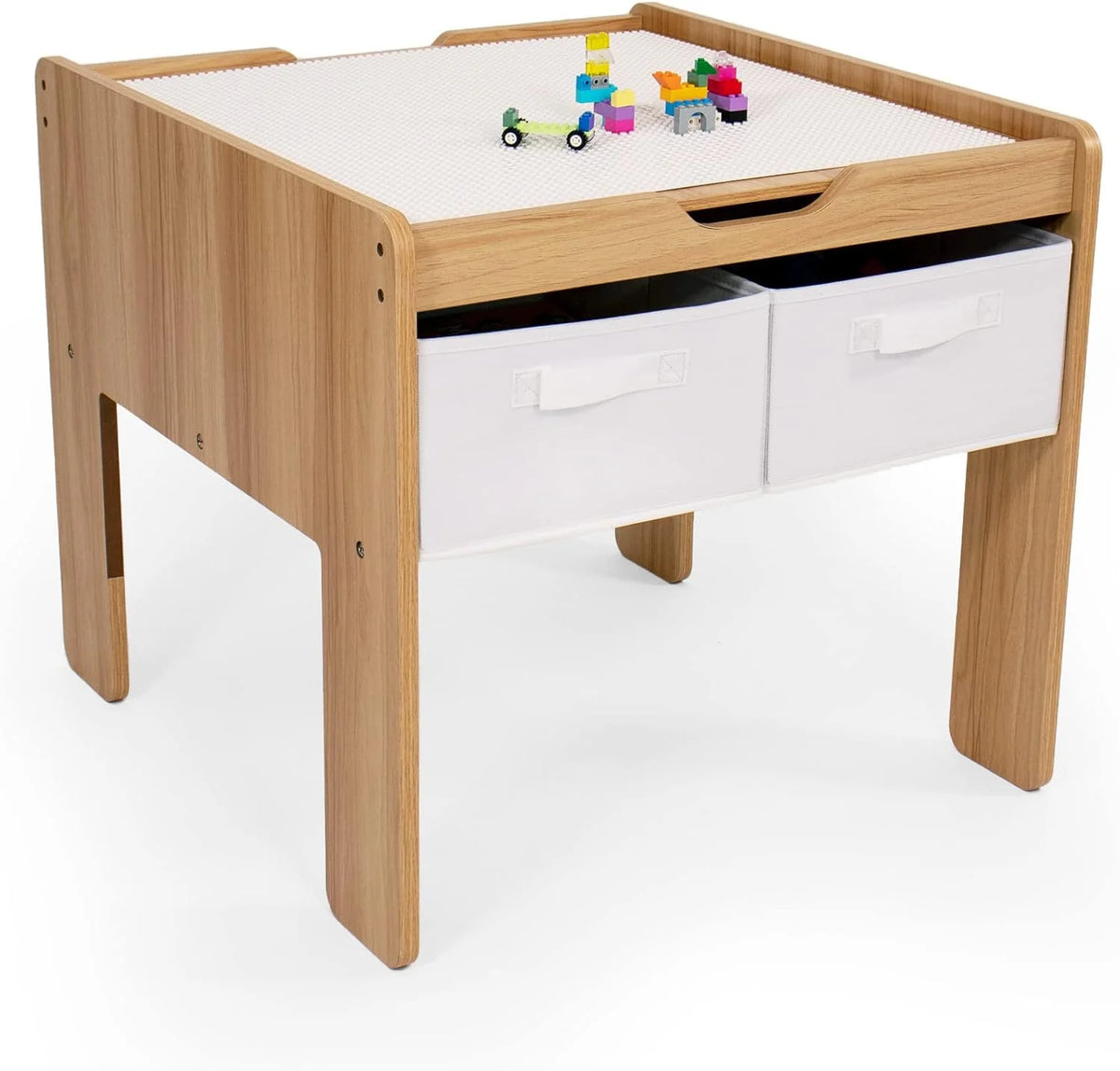 Journey Kinder Houten Bouwtafel met 4 Bakken Wit/Naturel