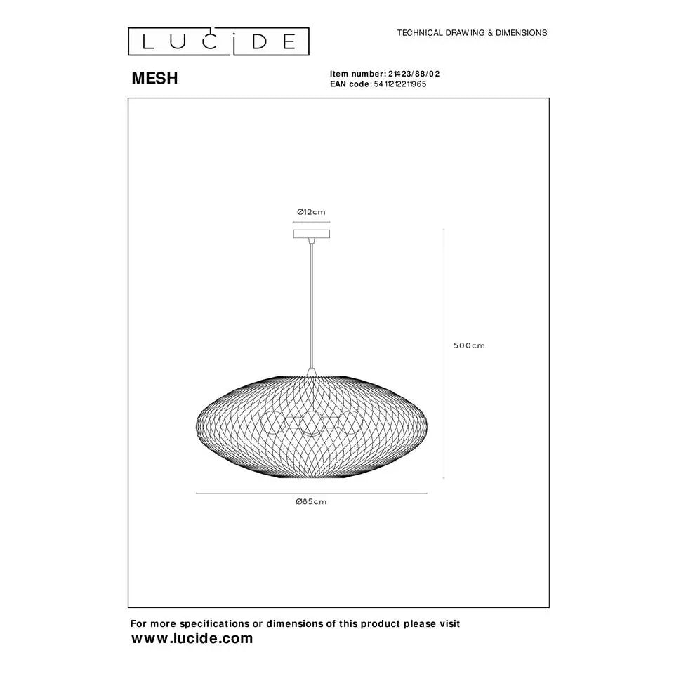 Lucide MESH - Hanglamp - 85 cm - 3xE27 - Mat goud/messing